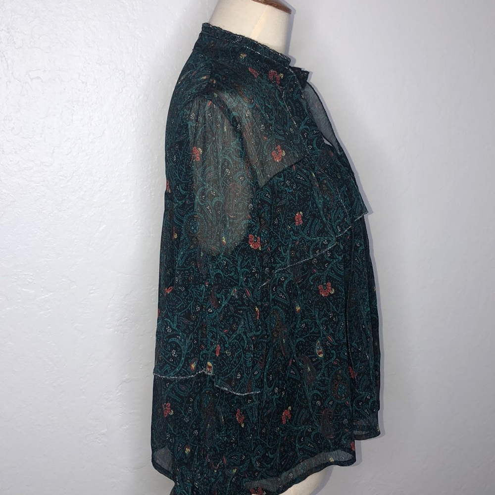 Lucky Brand Boho Printed Ruffle Top Size S - Picture 5 of 9